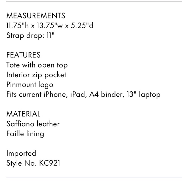 KATE SPADE: Large Bleecker Tote Bag - Picture 6 of 6